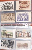 Vintage postcards of India. Album with 120. inc Real Photos (37) Street scenes, Buffalo Sacrifice,
