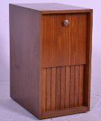 A good retro 20th Century teak table top / floor standing record storage unit having a nine full