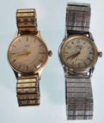 A pair of vintage retro gentlemans wristwatches to include a Smiths Astral 17 jewels on a gilt