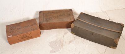 A set of three vintage 1940's laundry, graduating in size, one having contrasting binding.