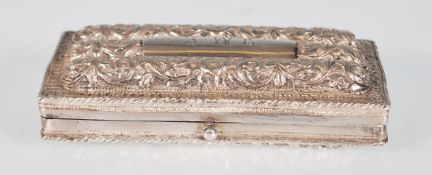 A late 19th /early 20th Century silver cigar case having three domed recessed to the top and