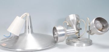 A good retro 20th Century ceiling light lamp fixture of UFO shape, finished in chrome with a plastic