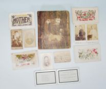 A good 19th Century Victorian decoupage scrap album with multiple coloured cards with to include