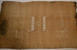 An early 20th century Persian / Islamic rug having mustard yellow ground with line borders and