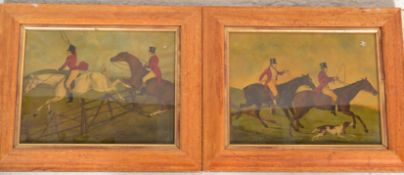 A pair of 20th Century reverse paintings on glass