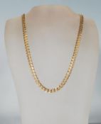 A good English hallmarked 9ct yellow gold flat link chain necklace having a lobster claw clasp.