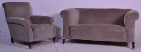 A late 19th century Chesterfield sofa suite consisting of a single drop end two seater sofa / settee