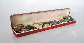 A selection of vintage 20th Century brooches to include a silver hallmarked Ward Brothers Scottish