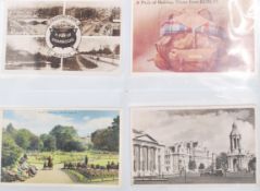 IRELAND. North & South. Vintage postcard collection (337 cards) in two albums with street scenes (
