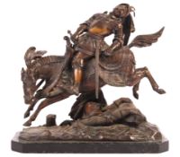 19TH CENTURY BRONZE MEDIEVAL FIGURAL GROUP - BATTLE SCENE