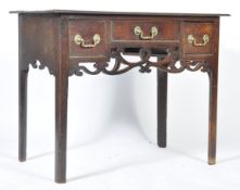 18TH CENTURY GEORGIAN OAK LOWBOY WITH FRET CARVED APRON