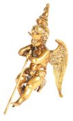 19TH CENTURY BRASS CHERUB ADORNMENT / STATUE