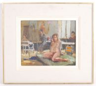 ERIC WARD - LIFE CLASS AT ST IVES - OIL ON BOARD PAINTING