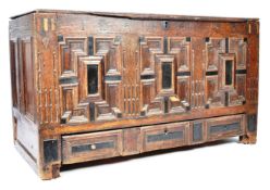 17TH CENTURY JACOBEAN ANTIQUE OAK MULE CHEST