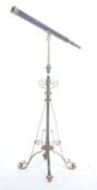 19TH CENTURY ANTIQUE TELESCOPE ON BRASS COLUMN
