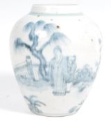 18TH CENTURY CHINESE ANTIQUE BLUE AND WHITE GINGER JAR
