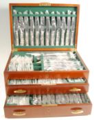 RARE HARRODS HALLMARKED SILVER 12 PERSON CANTEEN OF CUTLERY