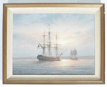 DONALD MACLEOD - BRITISH ARTIST - OIL ON CANVAS OF WARSHIPS