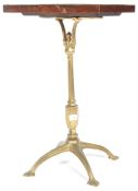 19TH CENTURY ANTIQUE BRASS BASED LEATHER TOPPED SIDE TABLE
