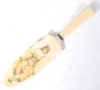 19TH CENTURY VICTORIAN IVORY SCRIMSHAW NUDE LETTER OPENER