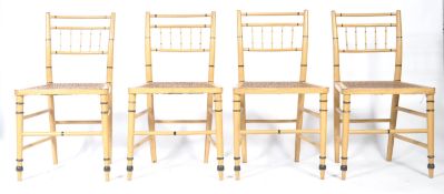 SET OF FIVE 19TH CENTURY REGENCY FAUX BAMBOO DINING CHAIRS