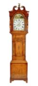 19TH CENTURY ANTIQUE OAK AND MAHOGANY LONG CASE CLOCK
