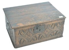 16TH/17TH CENTURY ENGLISH OAK BIBLE BOX