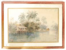 EIKA KATO - 1869-1942 - JAPANESE WATERCOLOUR PAINTING SCENE