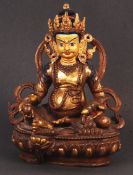 ANTIQUE 19TH CENTURY TIBETAN BRONZE JAMBHALA STATUE