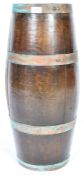 19TH CENTURY ANTIQUE OAK COPPER BOUND STICK STAND BARREL
