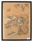 19TH CENTURY CHINESE WATERCOLOUR PAINTING OF SOLDIERS