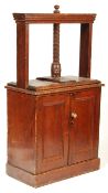 19TH CENTURY ANTIQUE PINE BOOK PRESS ON CABINET