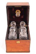 19TH CENTURY ANTIQUE MAHOGANY QUADRUPLE DECANTER BOX