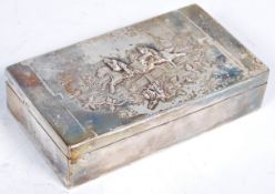 19TH CENTURY GERMAN SILVER 930 HORSE RACING CIGARETTE BOX
