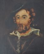 18TH CENTURY OIL ON BOARD PORTRAIT STUDY OF A GENT