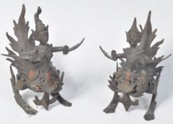20TH CENTURY BRONZED HINDU MYTHOLOGY KINNARIS & KINNARAS DEITIES