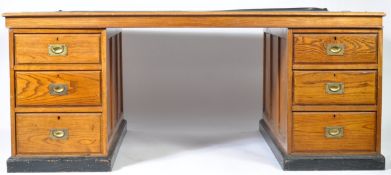 EARLY 20TH CENTURY TWIN PEDESTAL LIBRARY PARTNERS OAK DESK