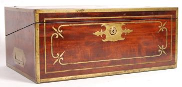 19TH CENTURY VICTORIAN MAHOGANY BRASS BOUND WRITING SLOPE