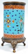 ANTIQUE QING DYNASTY CHINESE CLOISONNE BRONZE BRUSH POT
