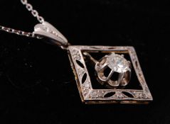 A French Art Deo 18ct gold, Platinum & Diamond Pendant Necklace
