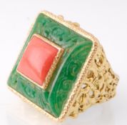 An Oriental Carved Jade Ring
