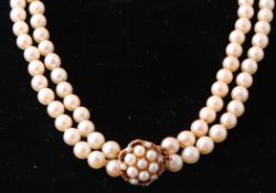 9CT GOLD CULTURED PEARL TWO STRING NECKLACE