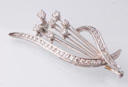 A 1940s French 18ct Gold Platinum & Diamond Spray Brooch Pin