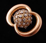 A 1950's French 18ct Gold, Platinum & Diamond Brooch Clip