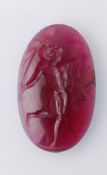 A Large Carved Intaglio Garnet Cabochon