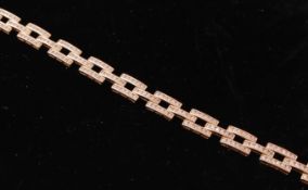 9CT GOLD AND DIAMOND TANK LINK BRACELET CHAIN