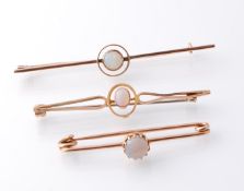 A Selection of Three Mid 20th Century Opal Bar Brooches