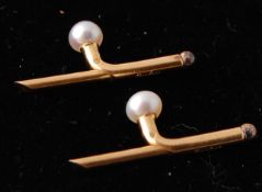 A Pair of Cartier 18ct Gold & Pearl Shirt Studs