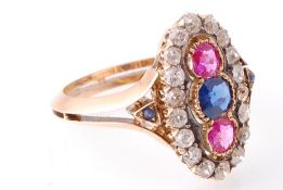 A 19th Century 18ct Gold Ruby, Diamond & Sapphire Ring