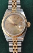 ROLEX LADIES DATEJUST 18CT GOLD AND STEEL WRIST WATCH